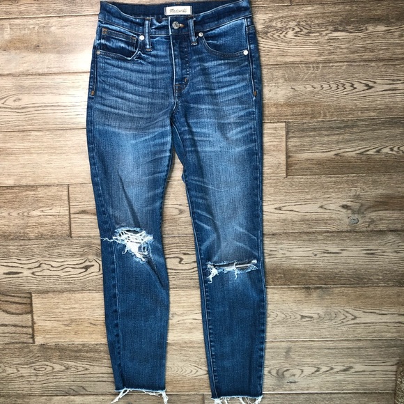 Madewell High Rise Skinny Destructed Crop Jeans - Picture 6 of 10
